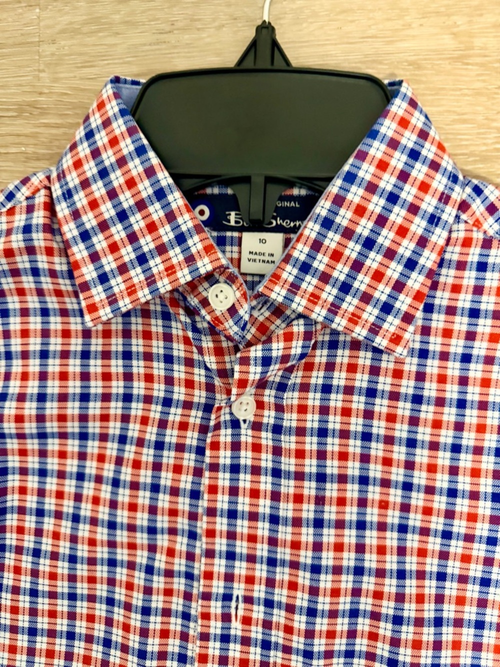 Ben Sherman Red, Blue & White Plaid Button-Down Shirt